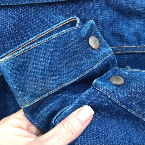 Vintage 70s Wrangler No-Fault Denims Trucker Jacket 38 L 74136NV - Picture 6 of 13